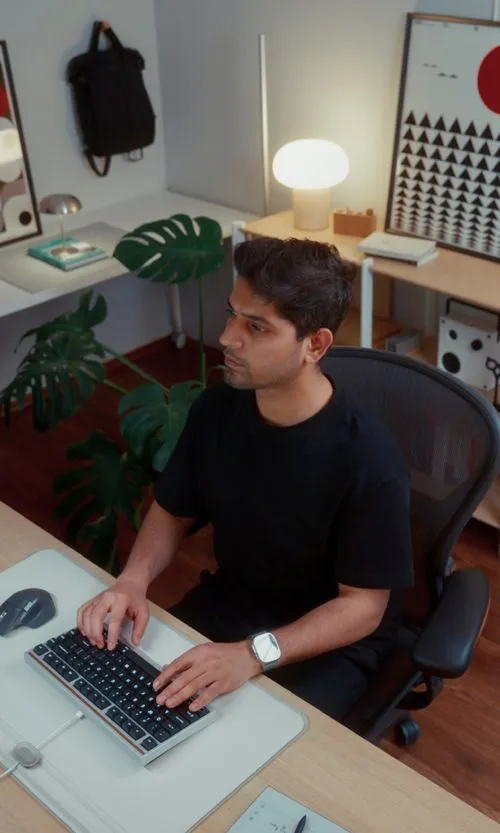 Faizur working in his studio